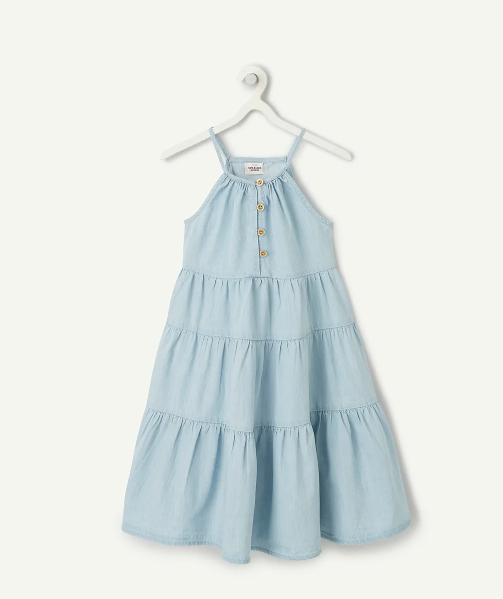 robe à bretelles fille en denim low impact léger