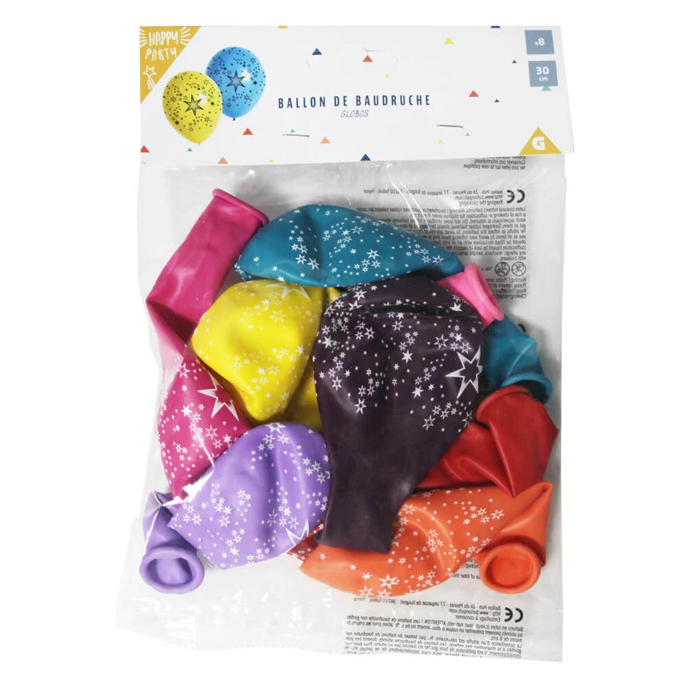 Ballon de baudruche design étoiles x8