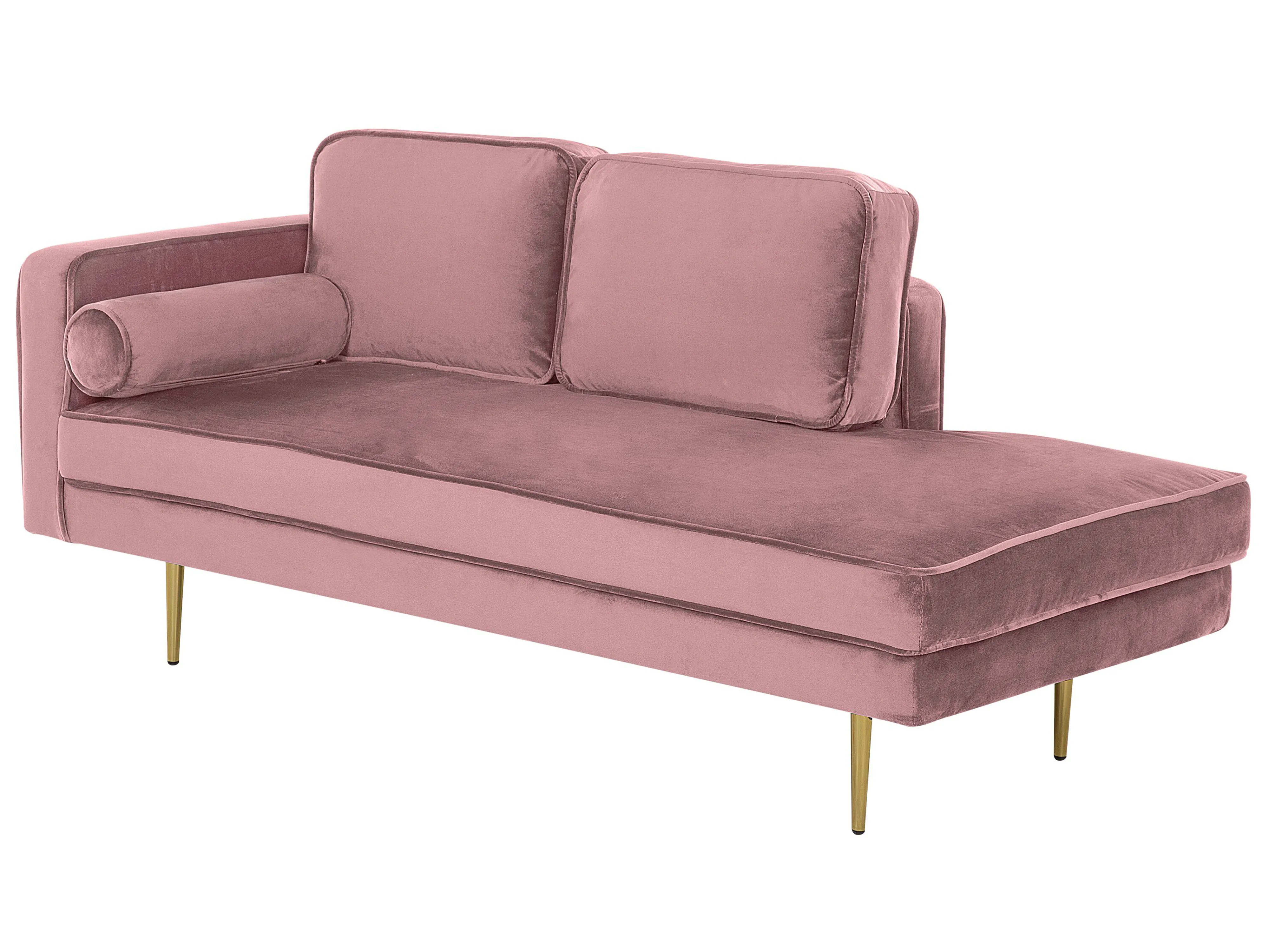 Linkszijdige chaise longue MIRAMAS Fluweel Roze
