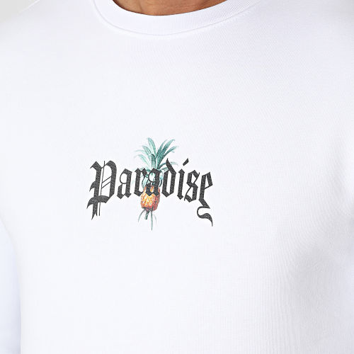 Sweat Crewneck Paradise Parrot Blanc