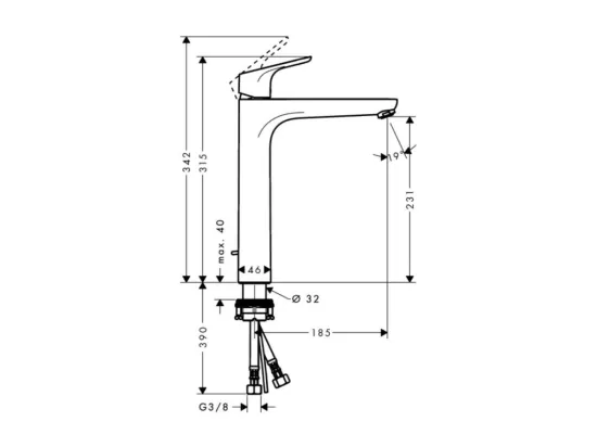 Mitigeur de lavabo HANSGROHE Focus 230 avec tirette chromé
