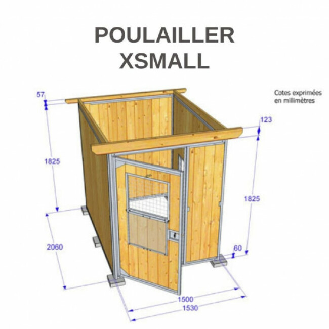 Poulailler durable en bois et métal avec 1 box