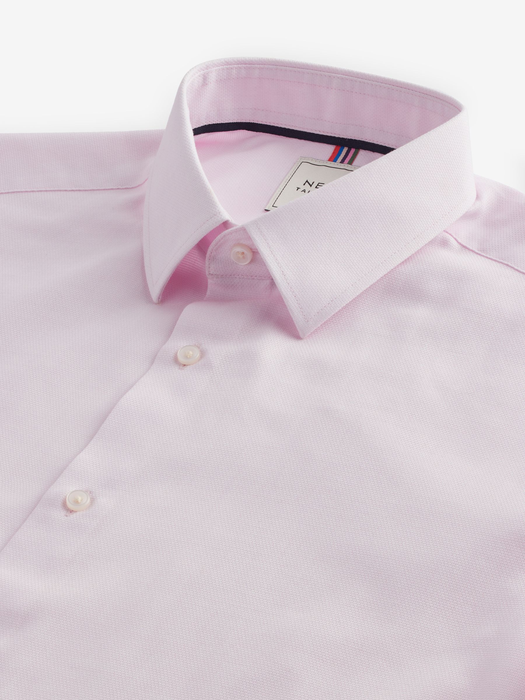 Lichtroze - Slim Fit - Onderhoudsvriendelijk, getextureerd, slim fit overhemd met enkele manchet