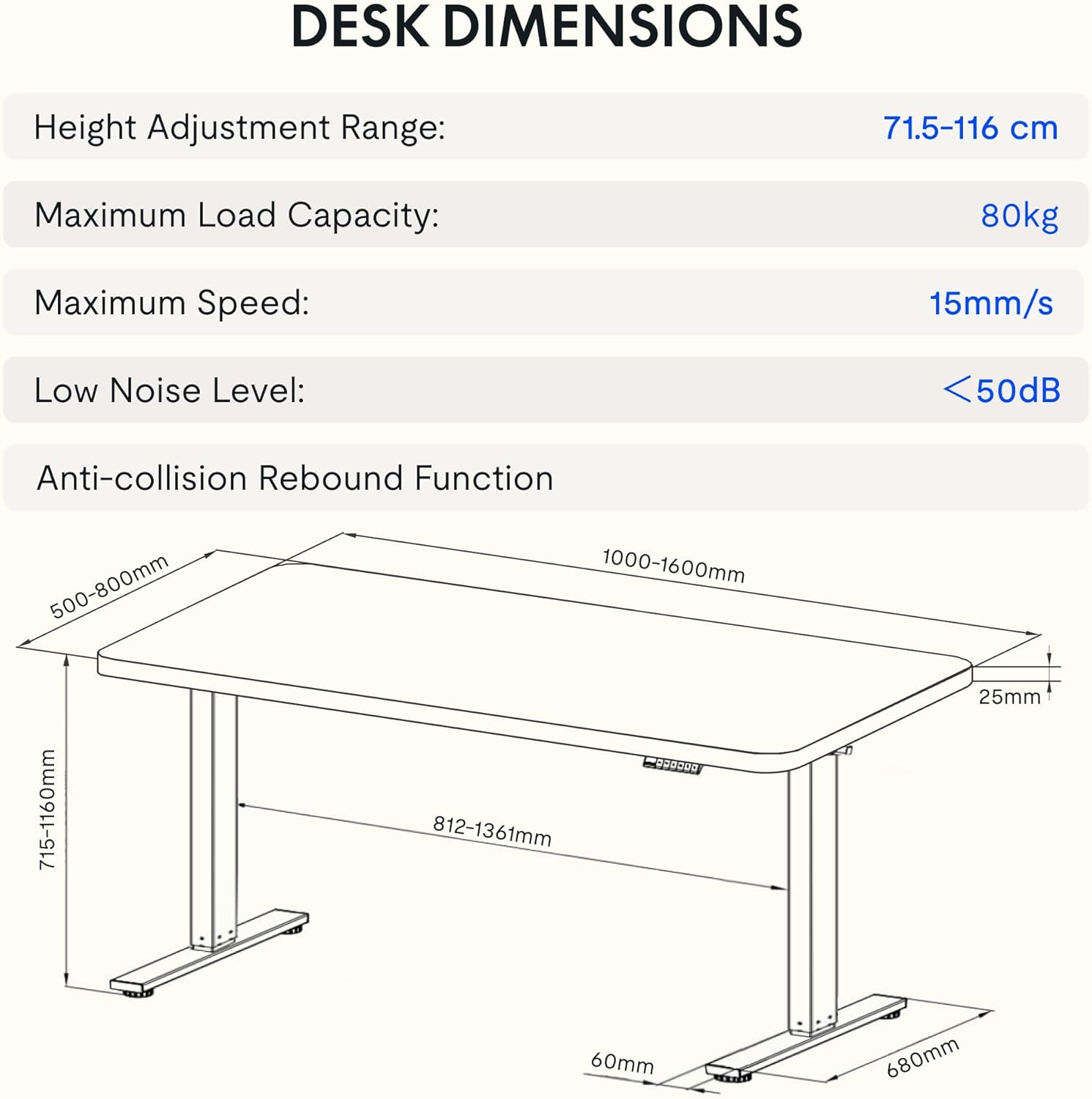 FLEXISPOT Höhenverstellbarer Schreibtisch 160×80cm, mit Haken und 25mm EINTEILIGER Tischplatte, ergonomischer Schreibtisch mit LED-Höhenanzeige und Memory-Funktion (Ahorn, Weiß)