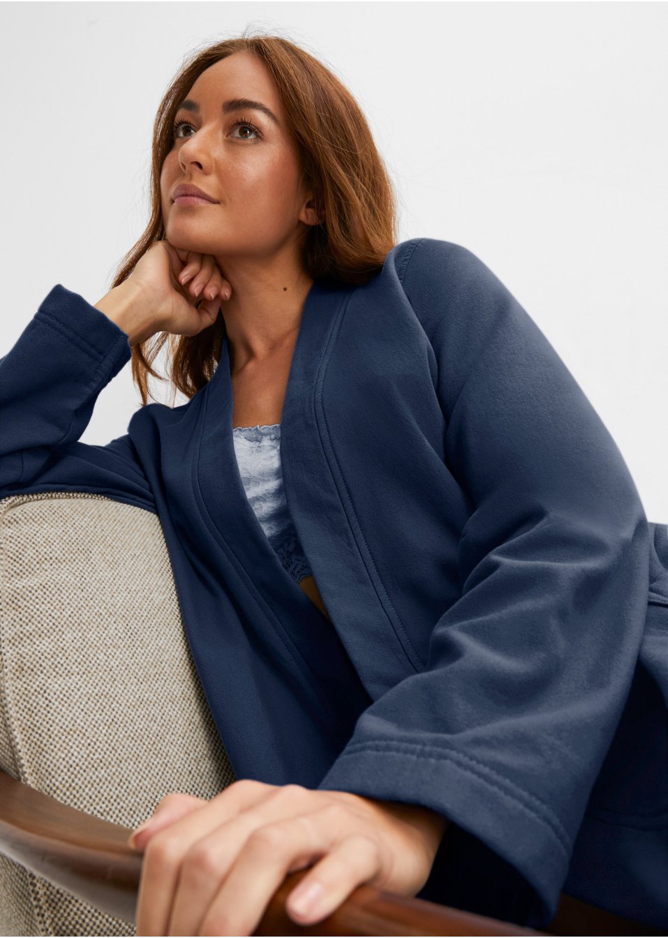 Peignoir de bain en sweat avec intérieur éponge