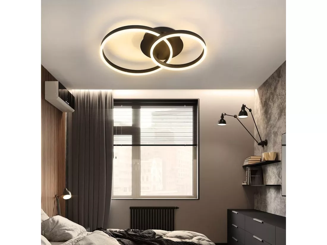 NETTLIFE Plafonnier LED 76W Dimmable Design Moderne Lampe de Salon avec Télécommande pour Chambre à Coucher Cuisine