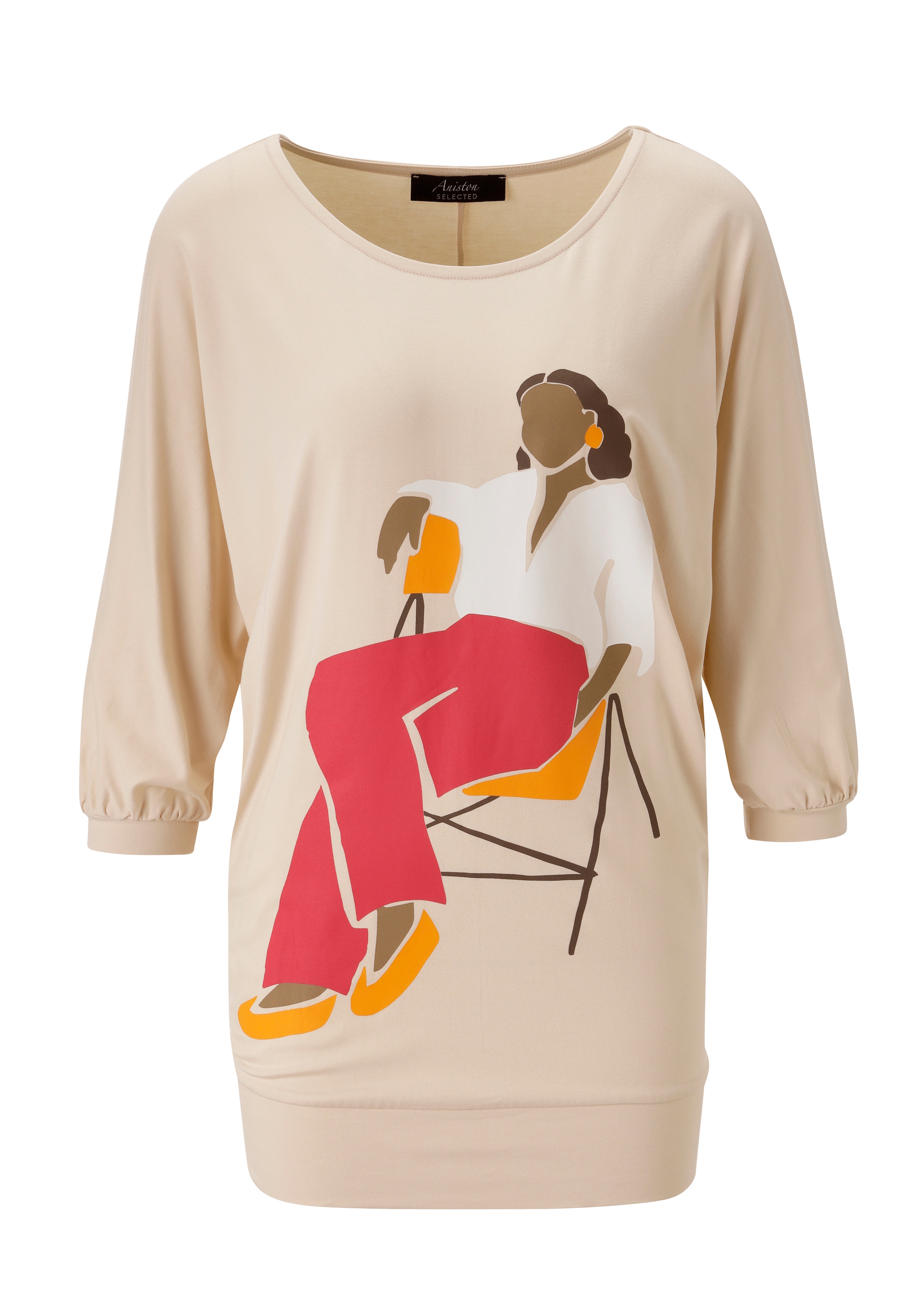 Aniston SELECTED Fledermausshirt , vorne mit grossflächigem, femininem Frontdruck - NEUE KOLLEKTION