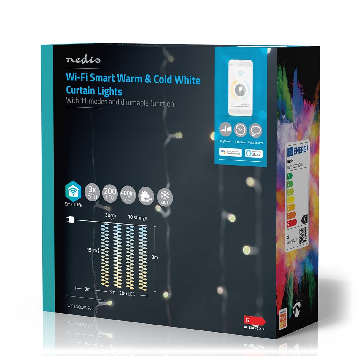 Nedis SmartLife Decoratieve LED iOS/Android 200 LED's warm/koel wit