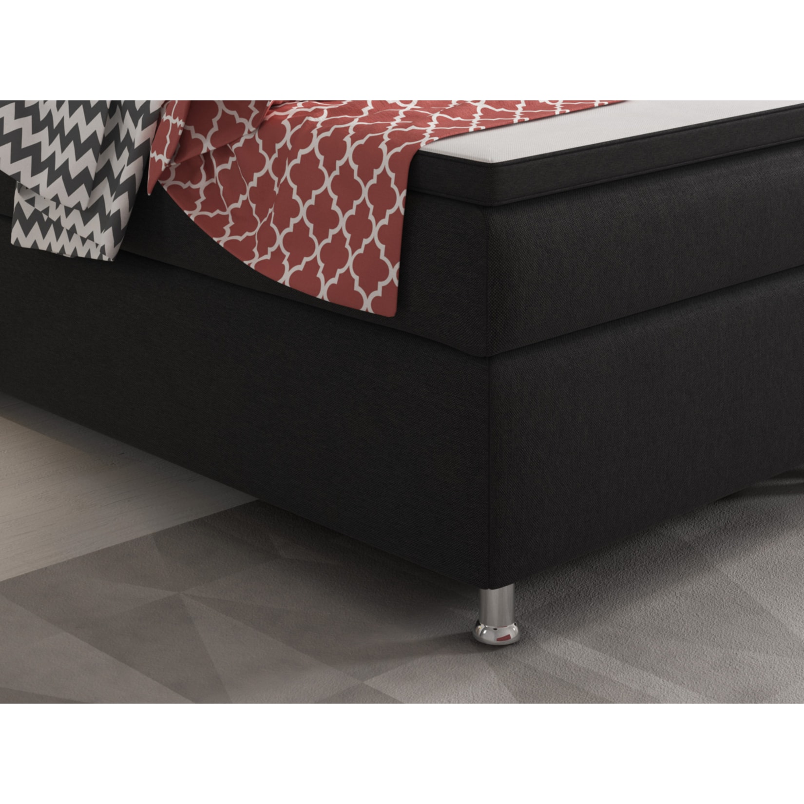 Inter Handels Boxspringbett King Size 180 x 200 cm Schwarz - versch. Farben