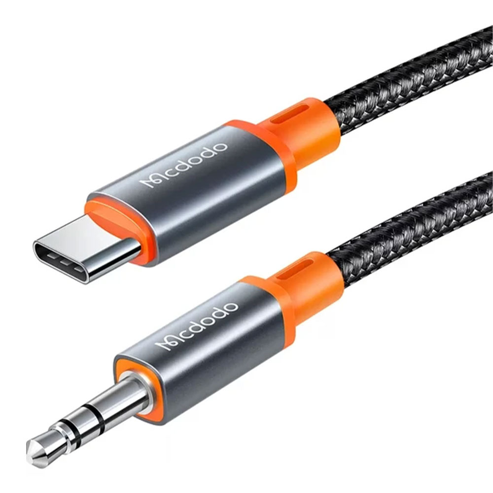 (1.8m) USB C auf 3.5mm Kopfhöreranschluss AUX Klinkenstecker Nylon Spiral Kabel - Schwarz