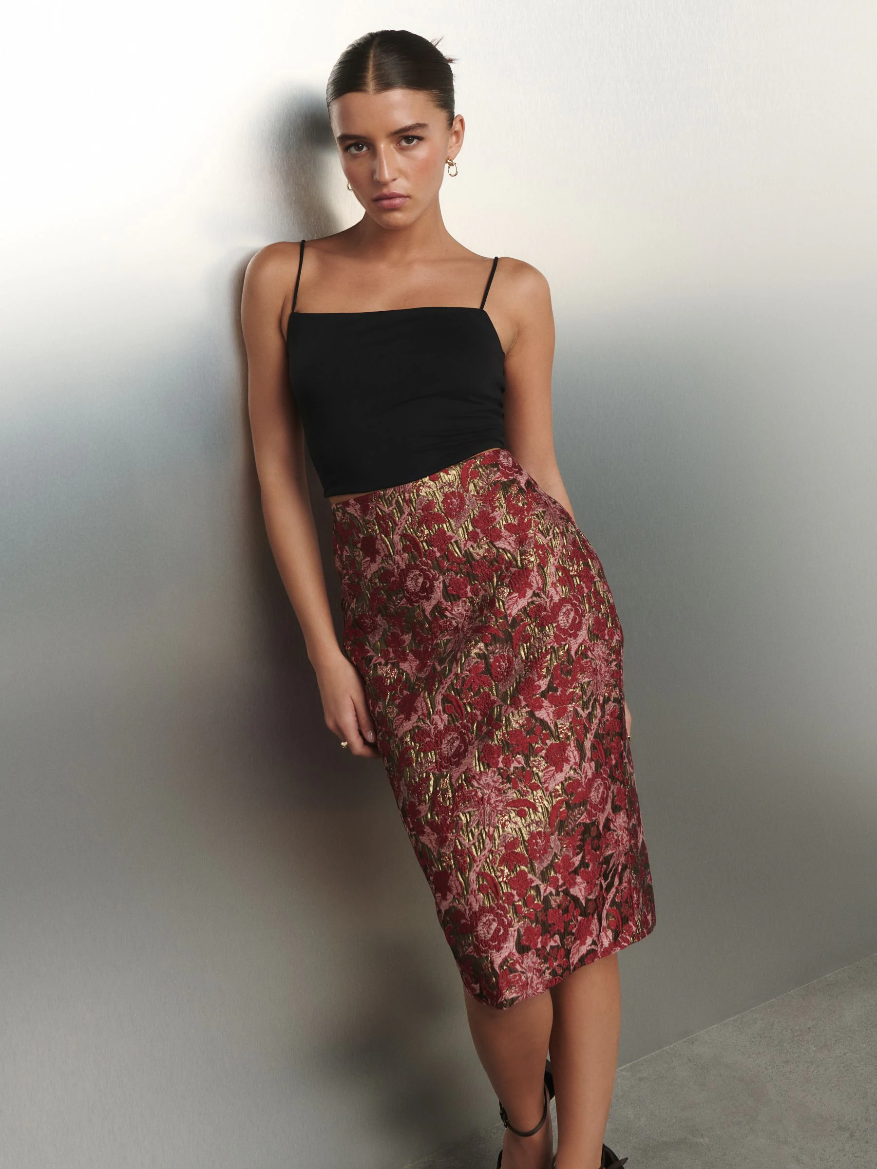 Rood - Jacquard kokerrok