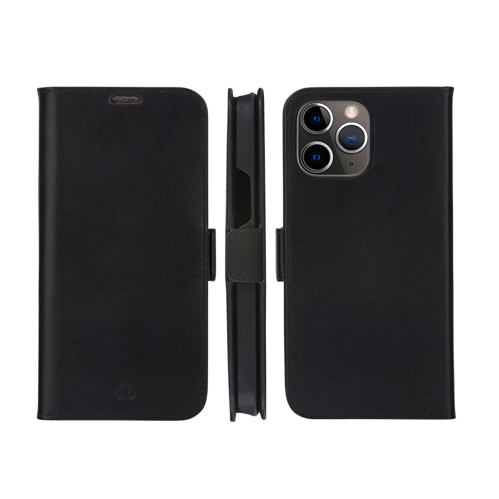 iPhone 13 Pro 2in1 Wallet Case Echtleder Tasche mit RFID Schutz Lynge (LY61GTBL1317) - Schwarz