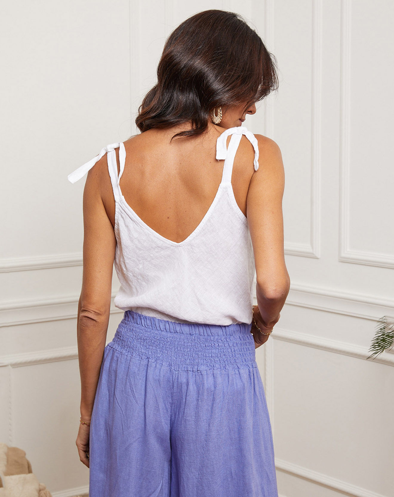 La Bohème Débardeur 100% Lin Filiale blanc