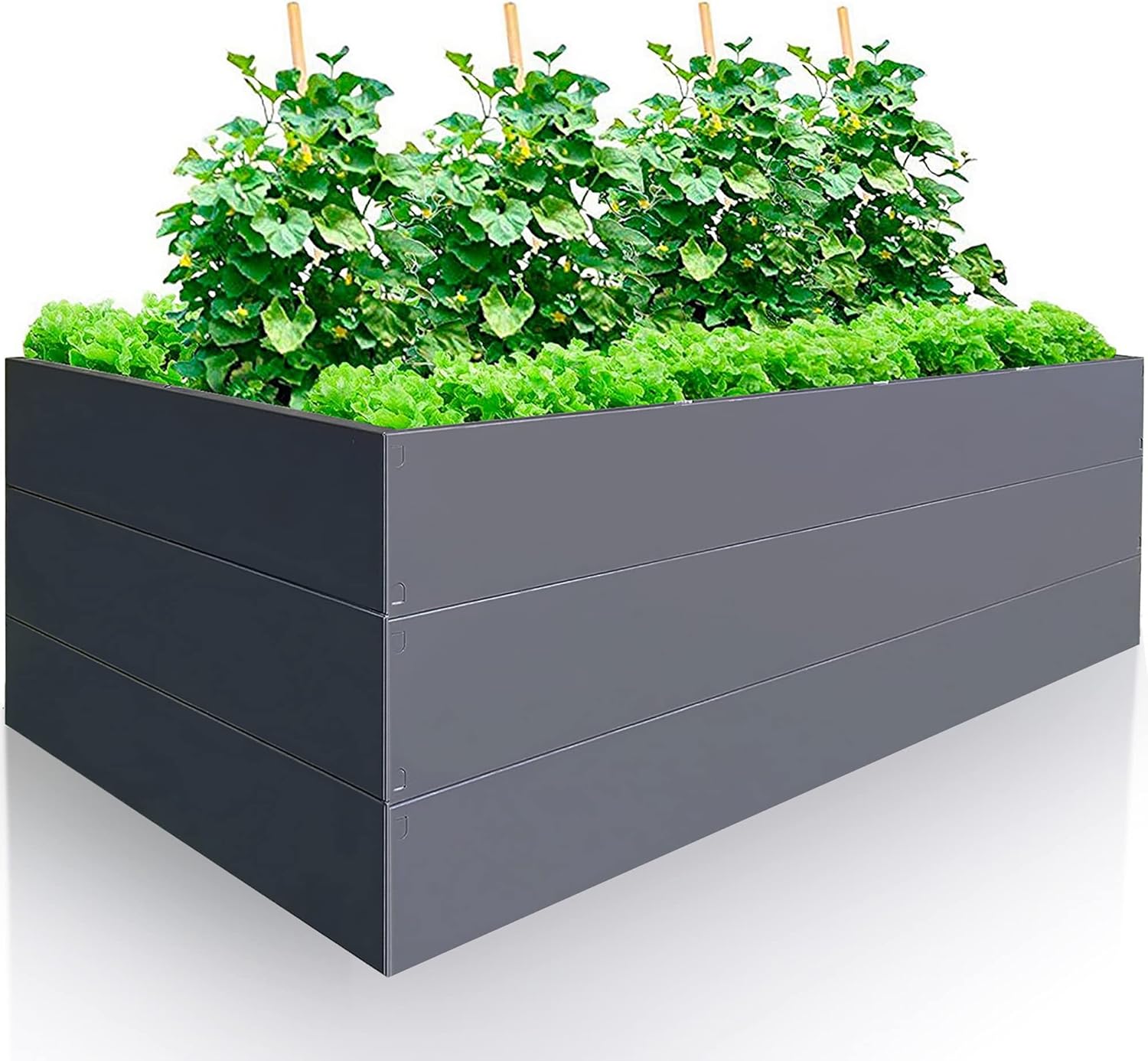 Hochbeet Metall 200x100x63 cm – Großes Hochbeet für Garten aus Stahl, Grau – Verzinkt & Pulverbeschichtet Rostfrei mit Maulwurfnetz – Hochbeete-Kit ideal als Kräuterbeet