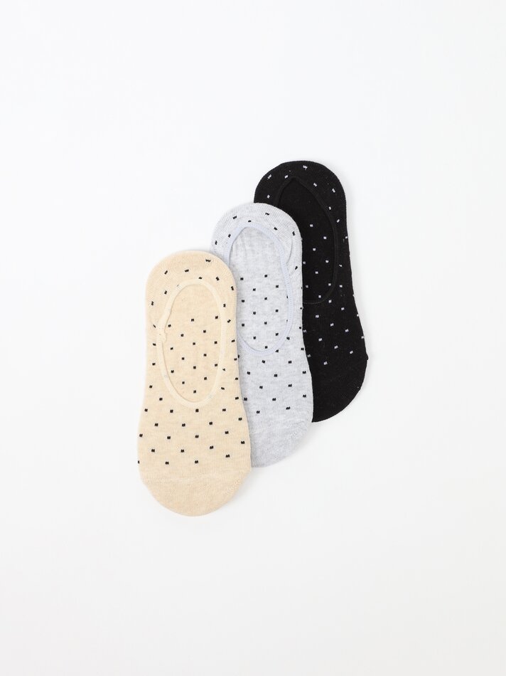 Pacote com 3 pares de meias invisíveis sortidas - Cores Variadas