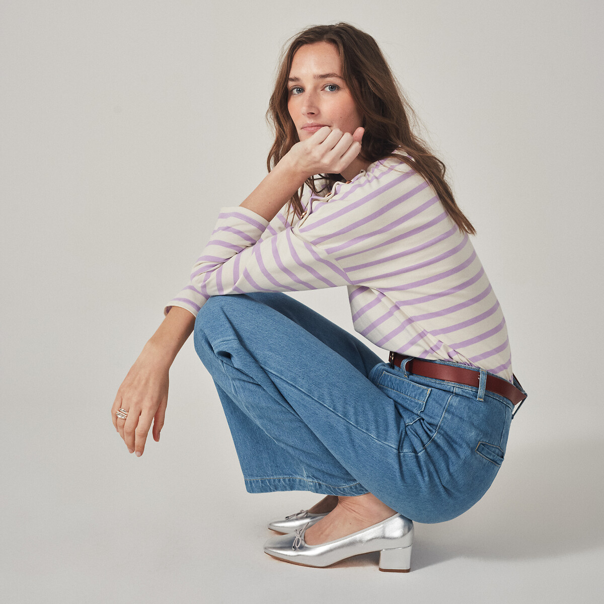 COLEÇÕES LA REDOUTE<br>Camisa azul marinho com volume solto, Signature AIMIE