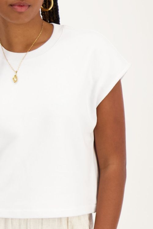 Witte muscle top sweatstof