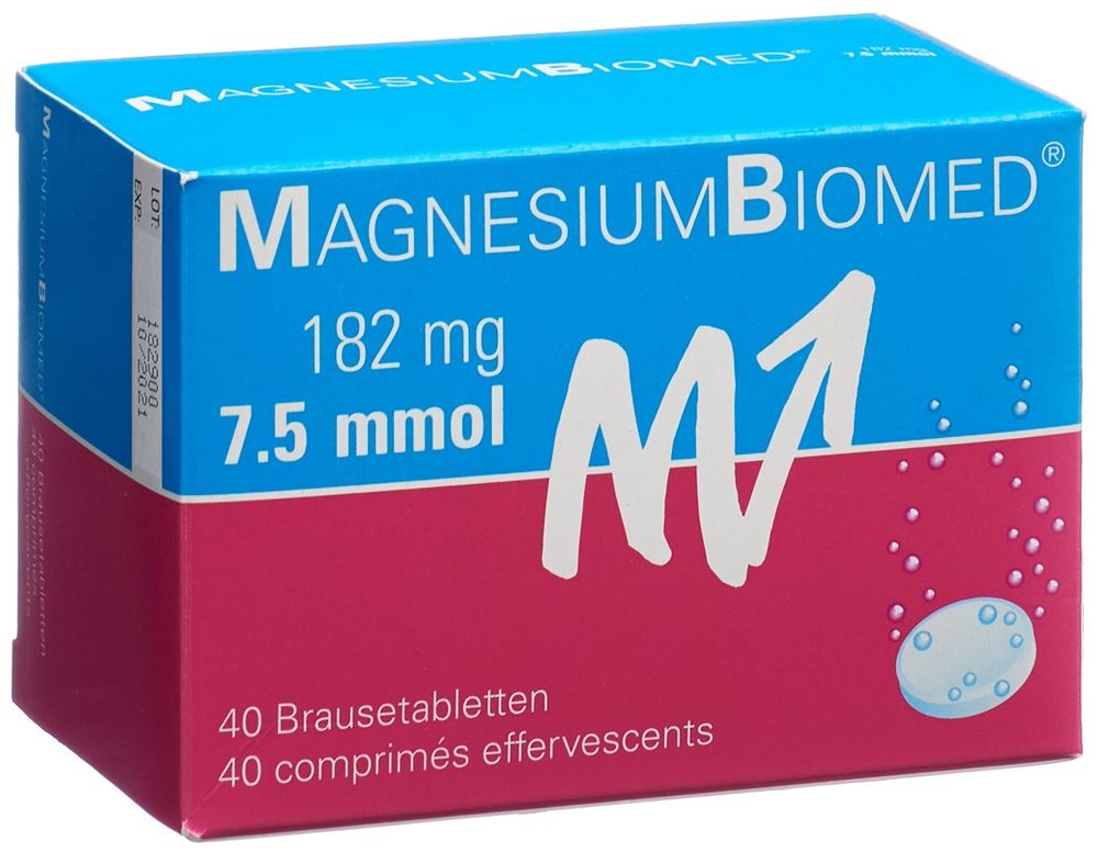 Magnesium Biomed Brausetabl Ds 40 Stk<br>40 Stück, Dose, Brausetablette