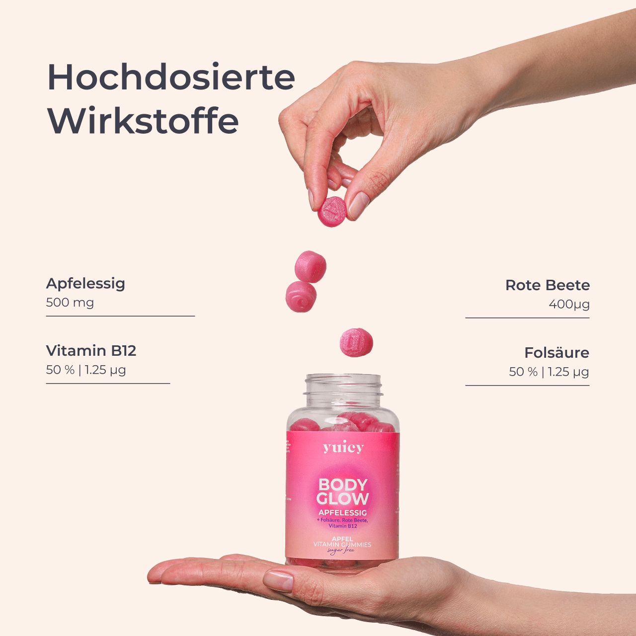 yuicy® Shape - Apfelessig Fruchtgummies | Natürliches Probiotikum für Keto-Diäten und Darmgesundheit