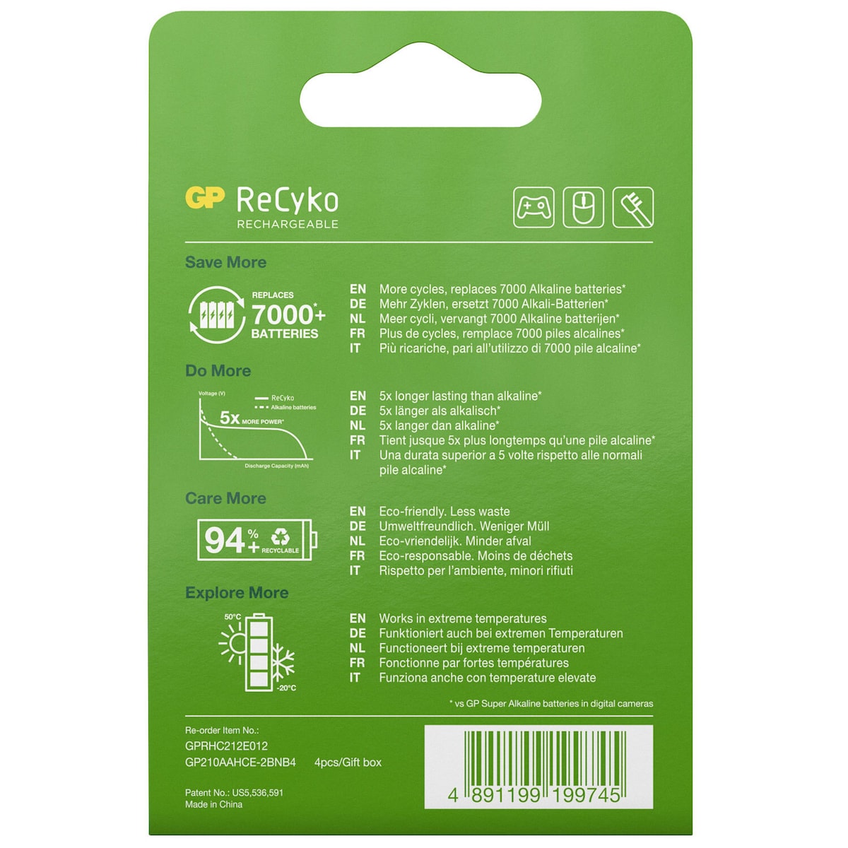 ReCyko Laddningsbara AA-batterier 2100mAh 4-p