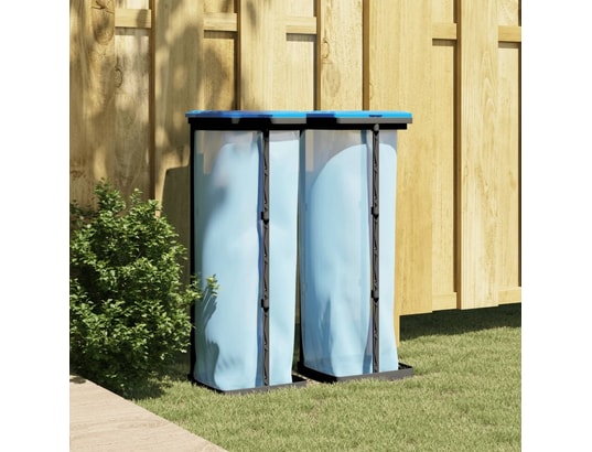 VIDAXL - Porte-sacs poubelles 2 pcs noir et bleu 120 l pp