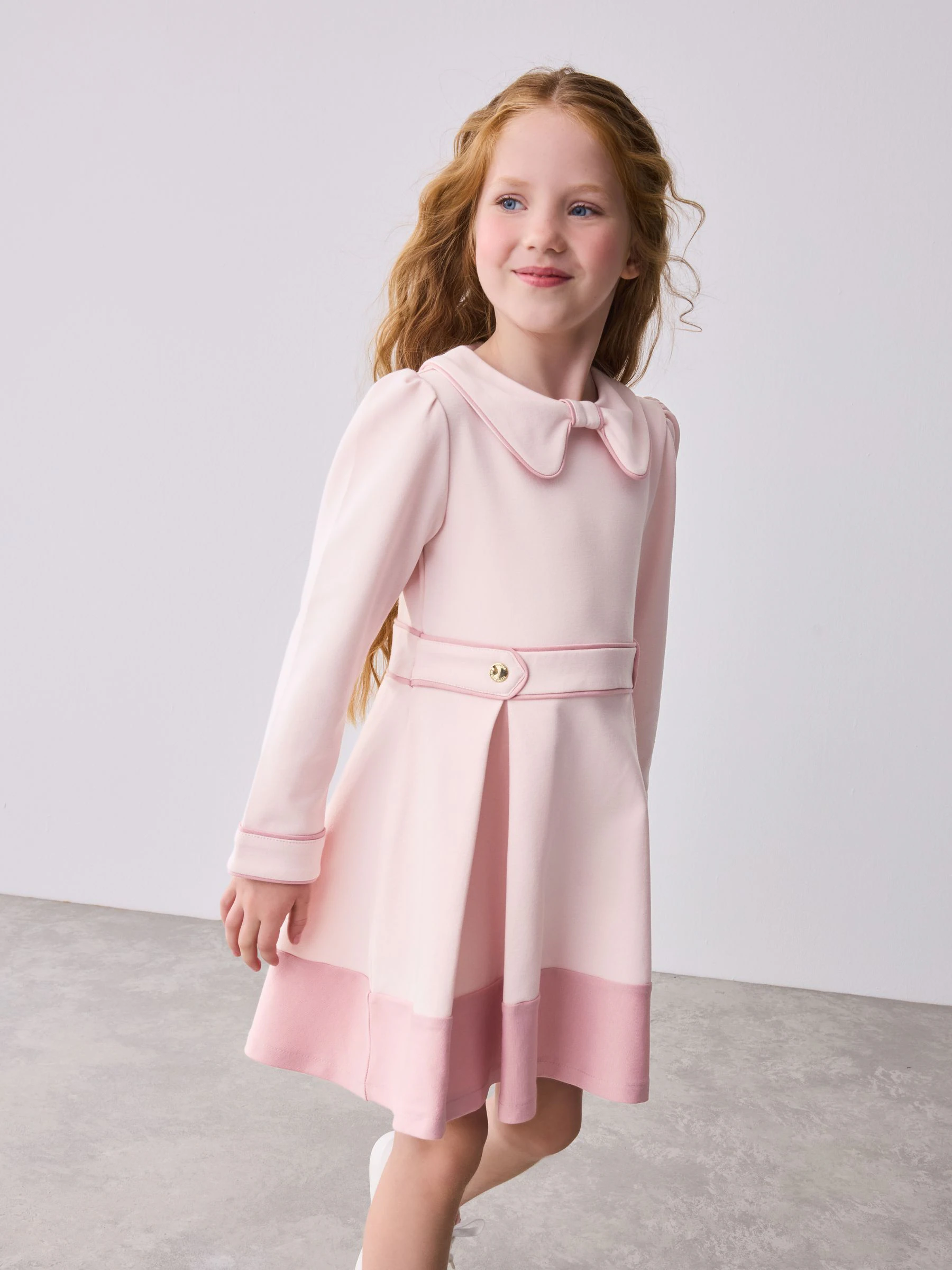 Roze - Baker by Ted Baker Bow Collar Pleated Ponte Dress