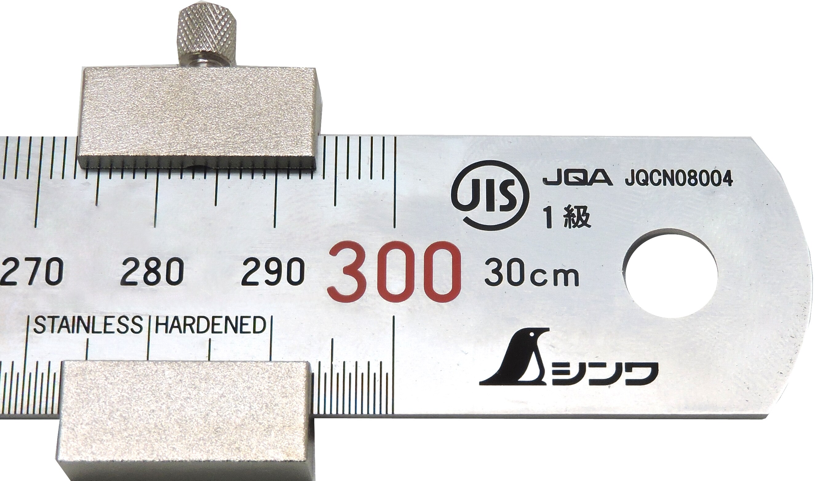 FAMEX 12665 Shinwa Edelstahllineal 30 cm – mit Anschlag 76752