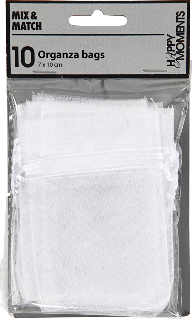 Organzapose - Str. 7X10 CM - Hvid - 10 Stk