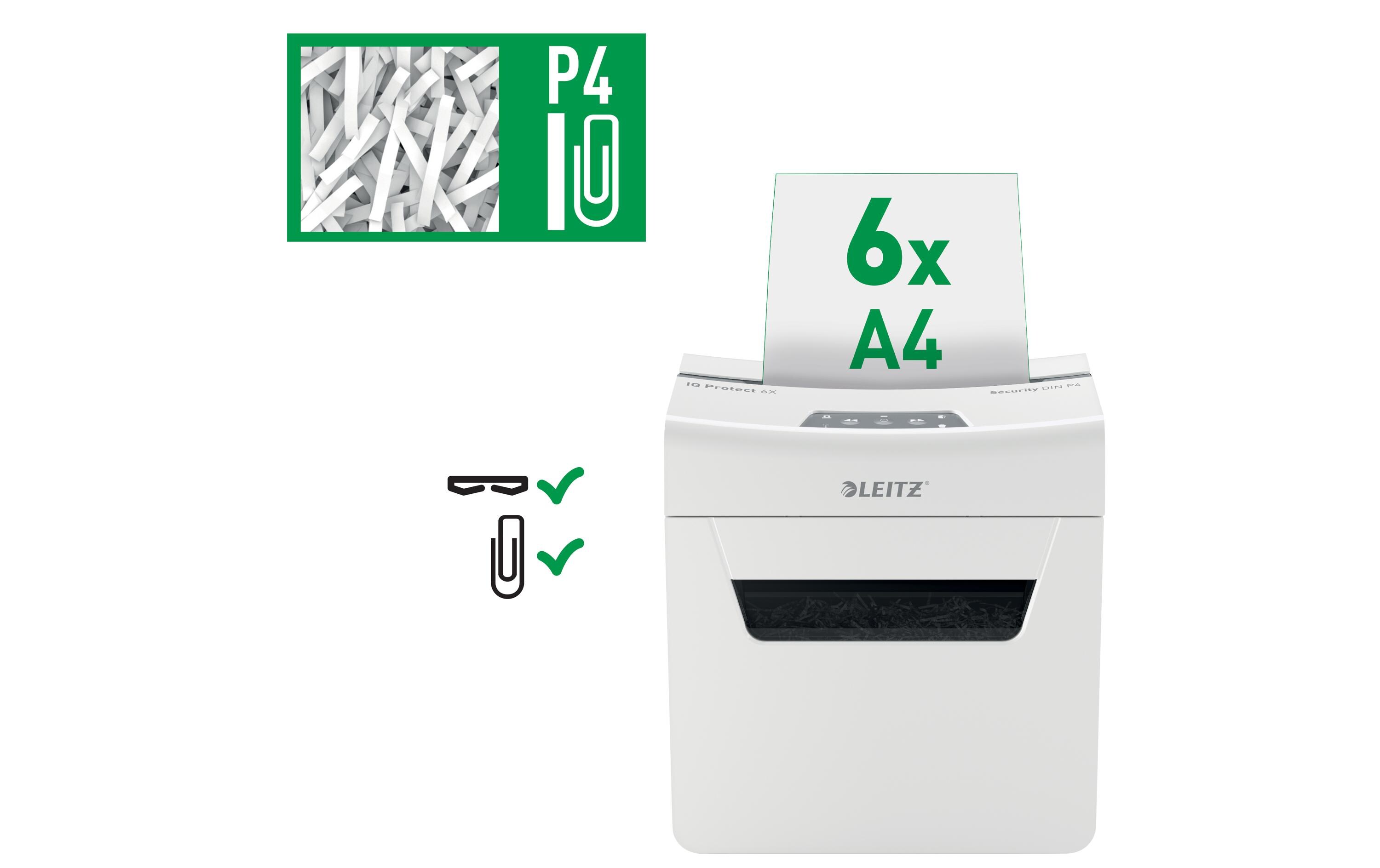 Aktenvernichter IQ Protect Premium 6X , P-4, 6 Blatt<br>Manueller Dokumentenvernichter mit Partikelschnitt für die sichere Vernichtung vertraulicher Unterlagen