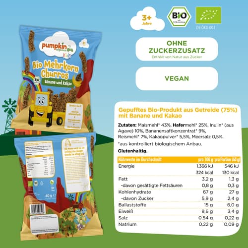 Pumpkin Organics Bio Mehrkorn Churros Banane & Kakao
