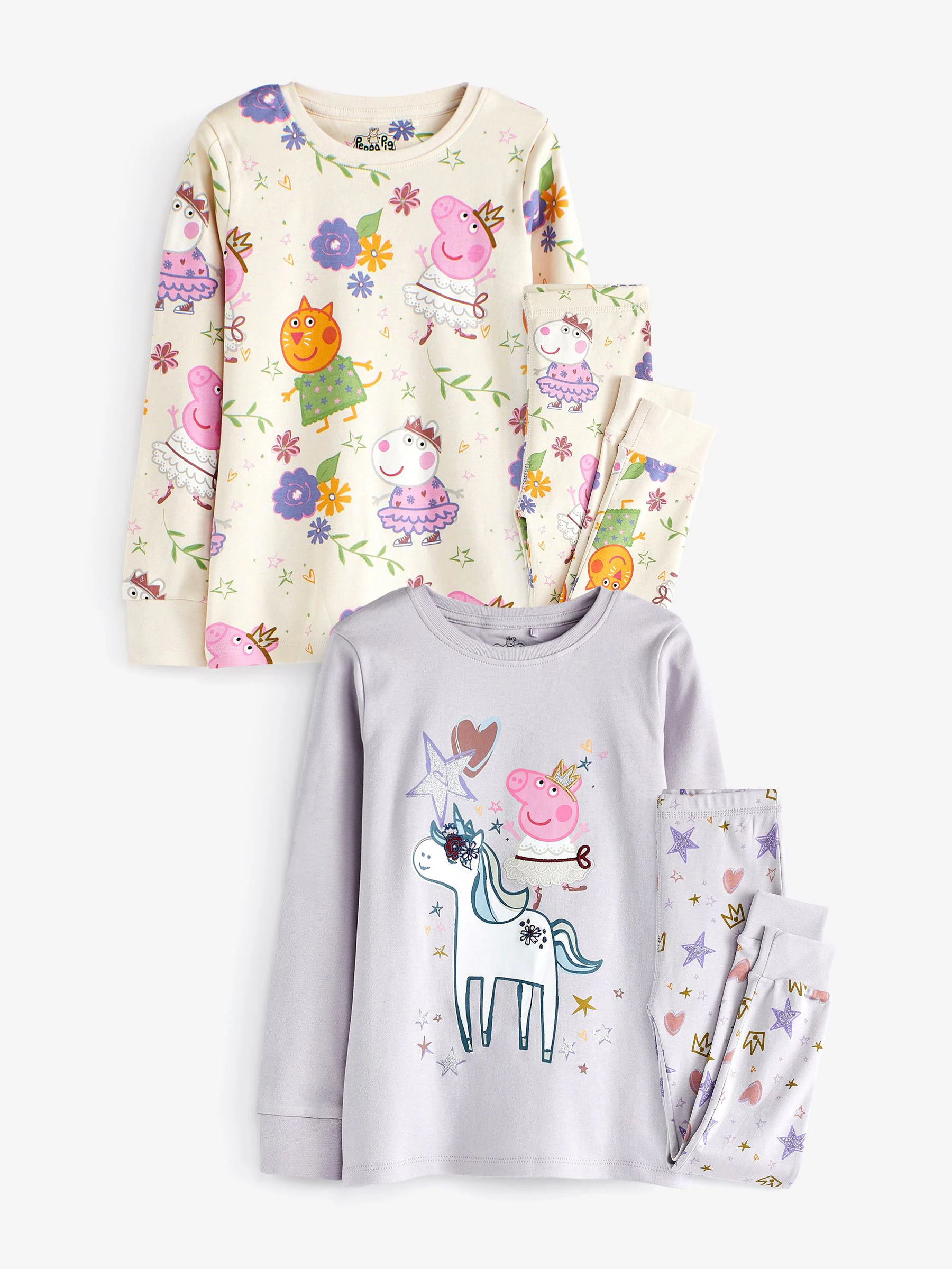 Lila/wit met Peppa Pig - Verpakking van 2 comfortabele pyjama's met licentie (9 mnd - 8 jr)
