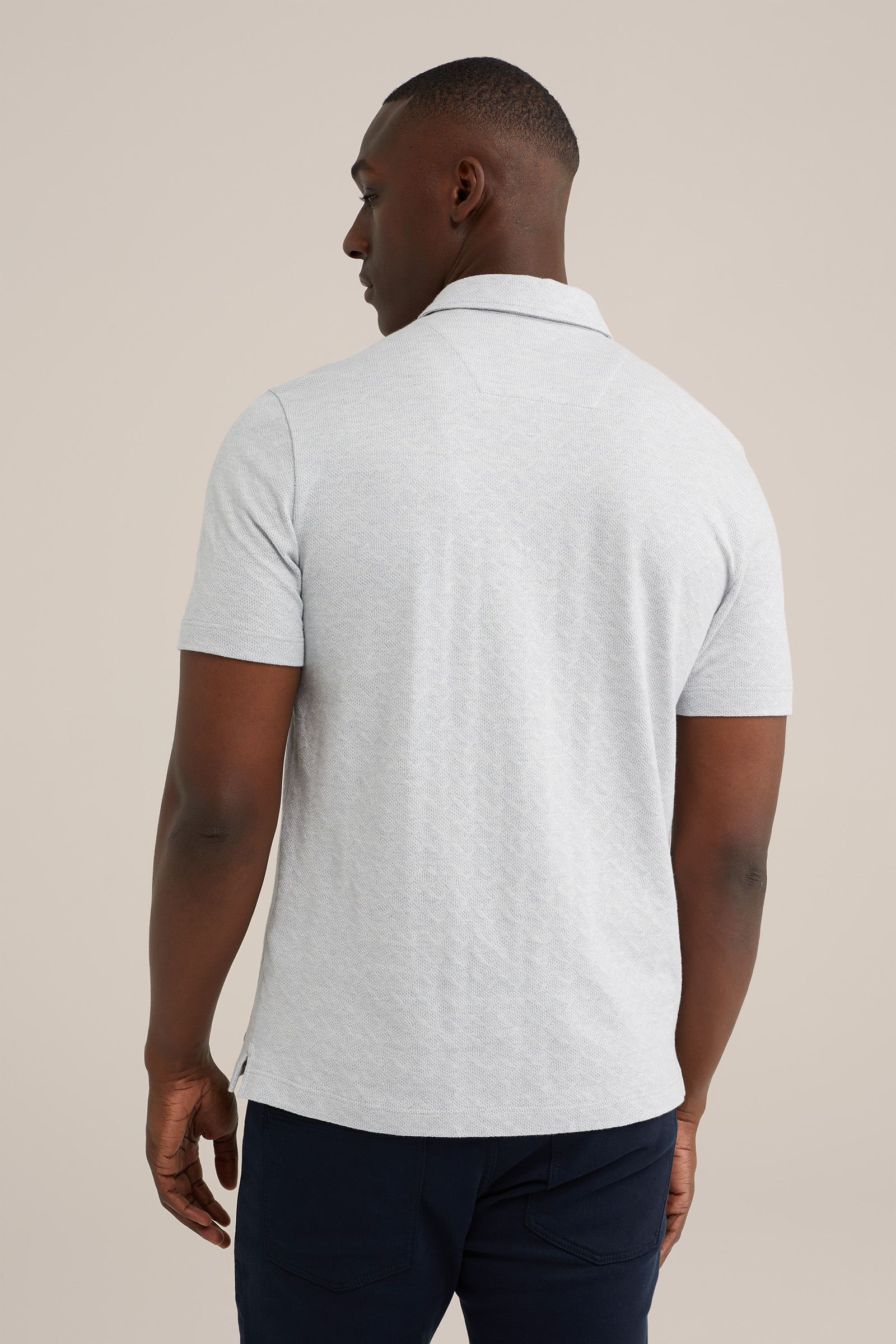 polo met jacquard-dessin WE Fashion Lichtblauw