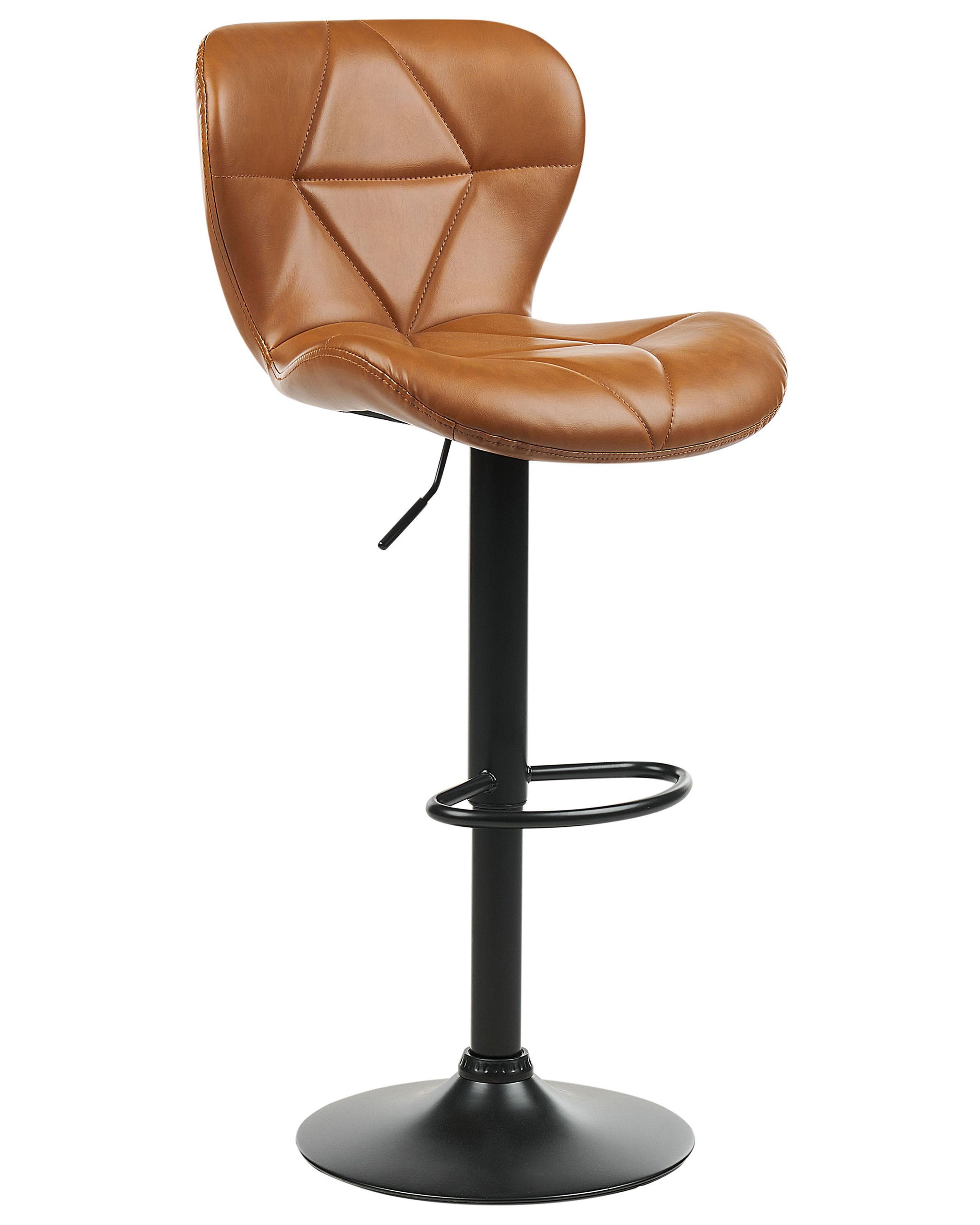 Set van 2 barstoelen VALETTA Kunstleer draaibaar Goudbruin