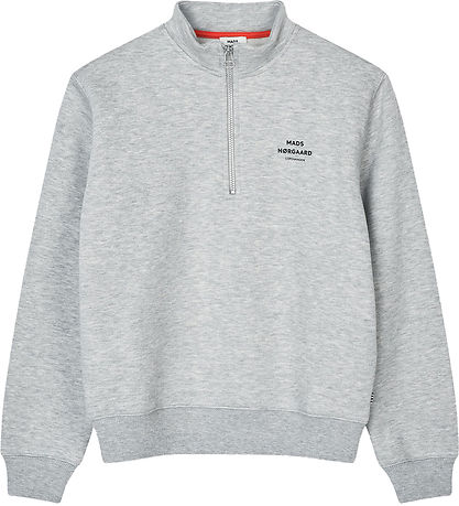 Mads Nørgaard Sweatshirt - Crewie Half Zip - Grau Meliert