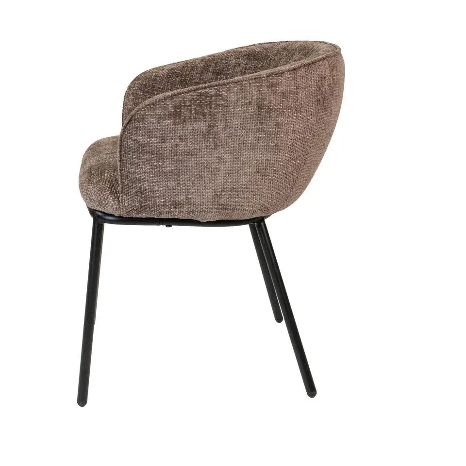 Eetkamerstoel Taupe - Stof - Zithoogte 51cm - Stoel Mae - Set van 2