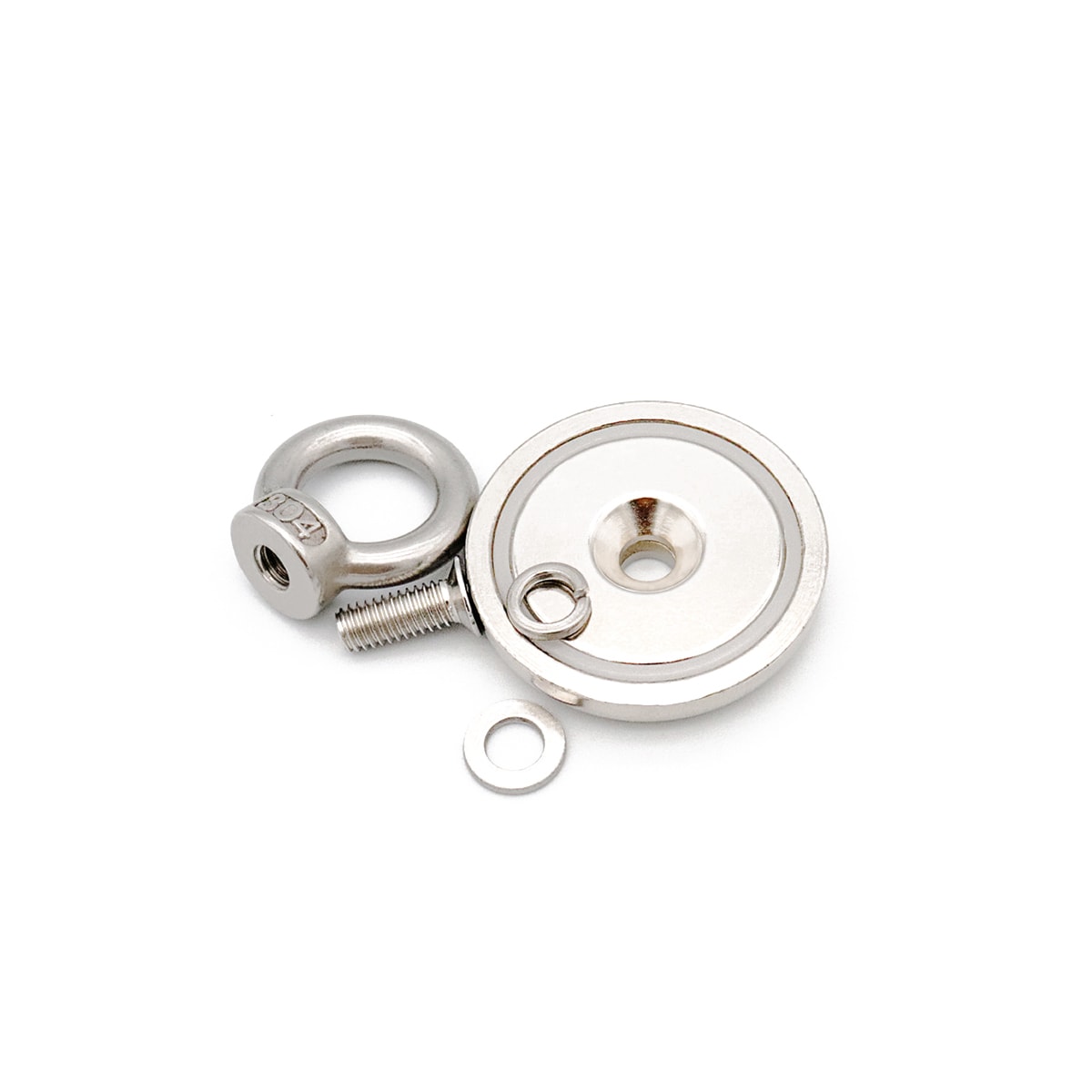 Superkraftig neodymmagnet / fiskemagnet Sølv 42 mm