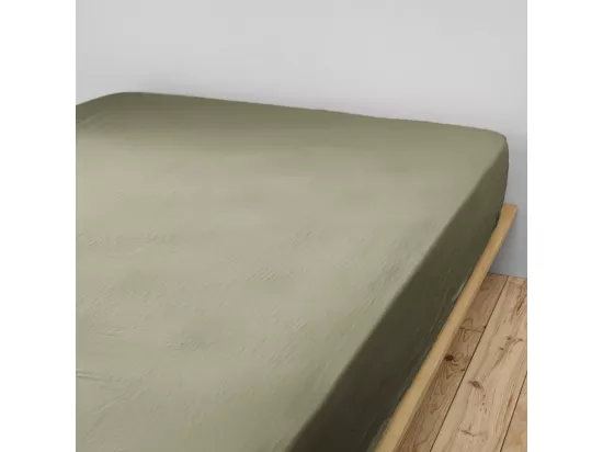 OUREA - Drap Housse 140x190cm Gaze de Coton Romarin