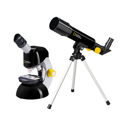 Conjunto inicial de telescópio e microscópio da National Geographic para crianças aventureiras