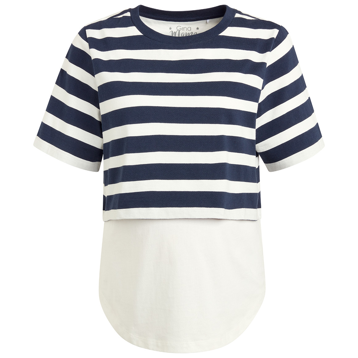 Gina Mama Damen Umstands-T-Shirt im Lagen-Look dunkelblau / weiss