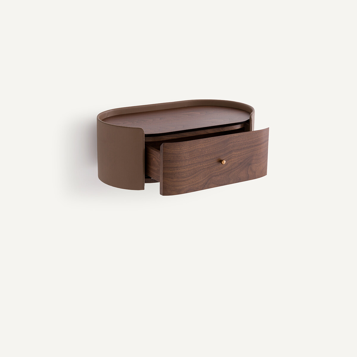 AM.PM<br>Mesa de cabeceira de parede com folheado de nogueira e couro, Firmo