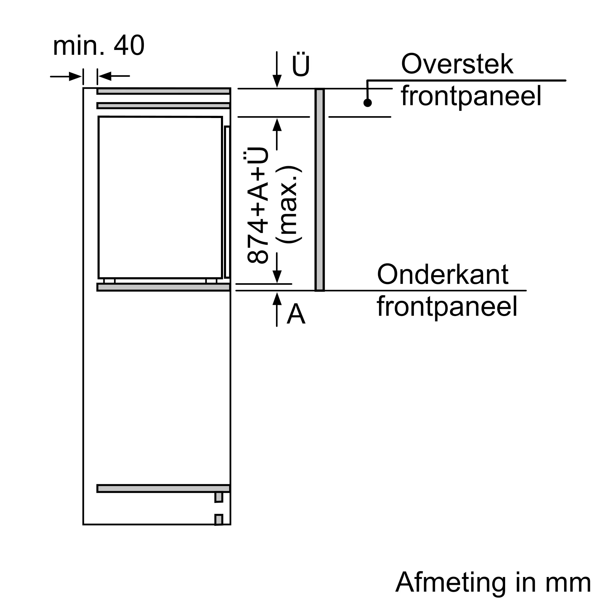 Serie 2 Inbouw koelkast met vriesvak 87.4 x 54.1 cm Sleepdeur