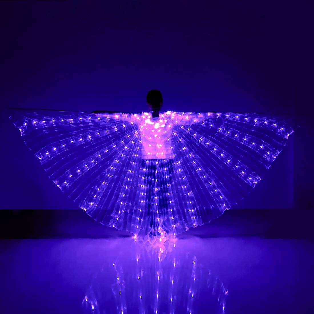(145cm) LED Fasnachts Kostüm Blinkende Schmetterlings Flügel Bauchtanz Verkleidung für Motto Partys / Halloween (Batteriebetrieben) - Violett