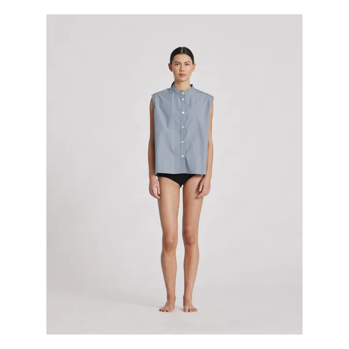 GAI+LISVA Top Elisa Popeline de Coton Bio | Gris bleuté