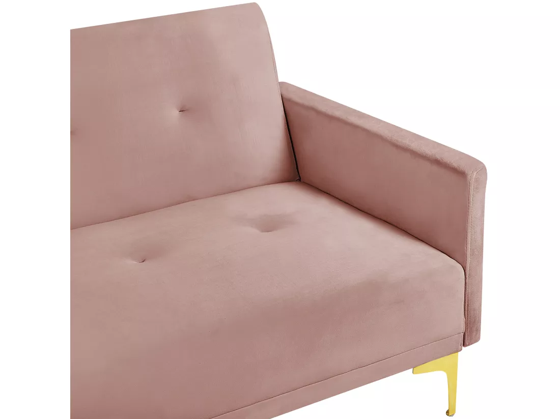 Canapé convertible 3 places en velours rose LUCAN