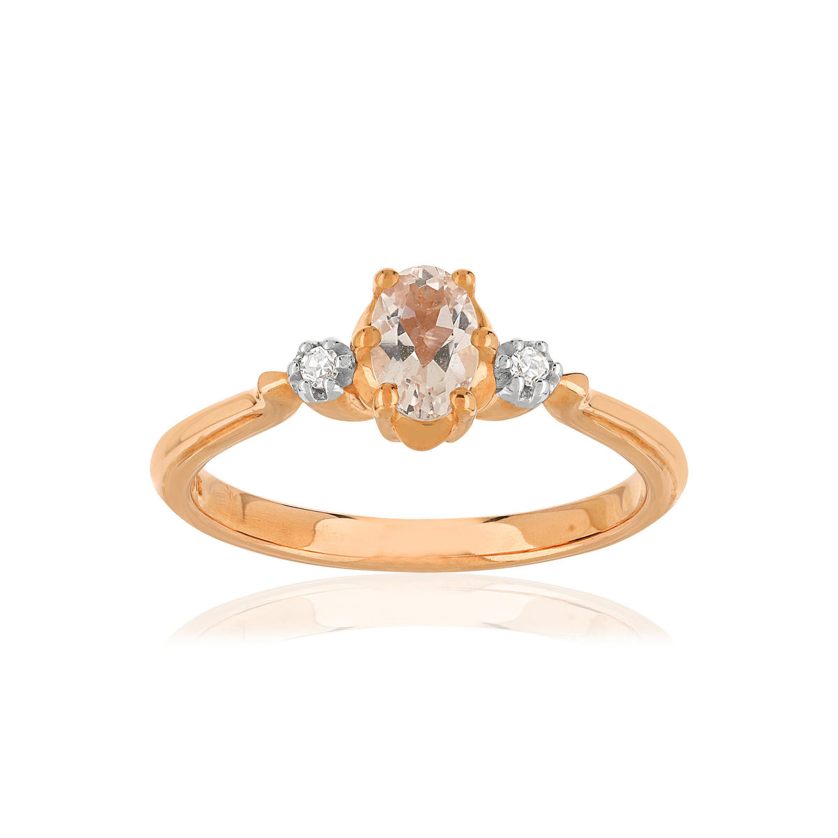 Bague or 375 2 tons morganite ovale et diamants