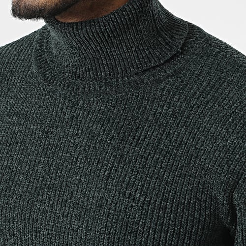 Pull Col Roulé Vert Chiné