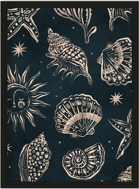 Art Print Seashells Midnight