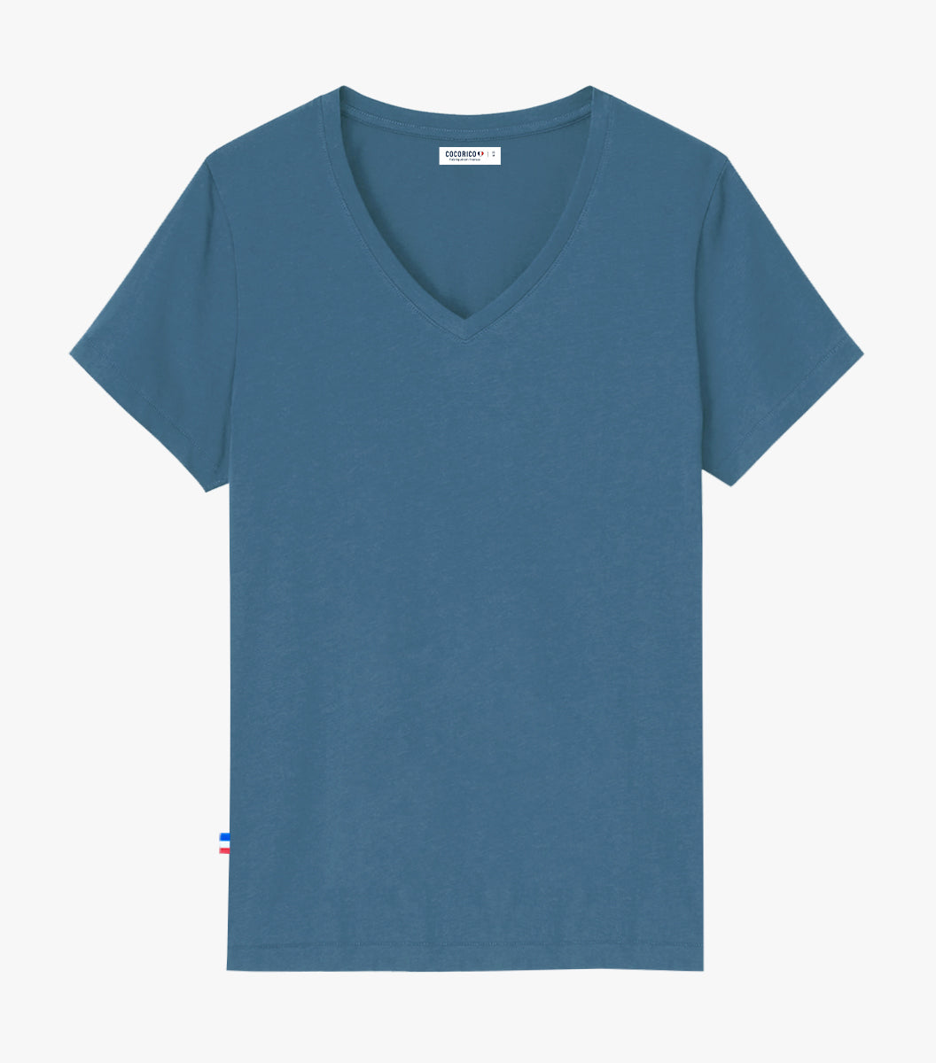 T-shirt col V Femme Azur - Intemporel