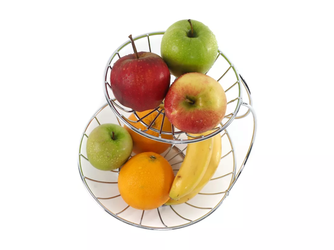 ÉTAGÈRE À FRUITS Stage Métal, à deux étages argenté