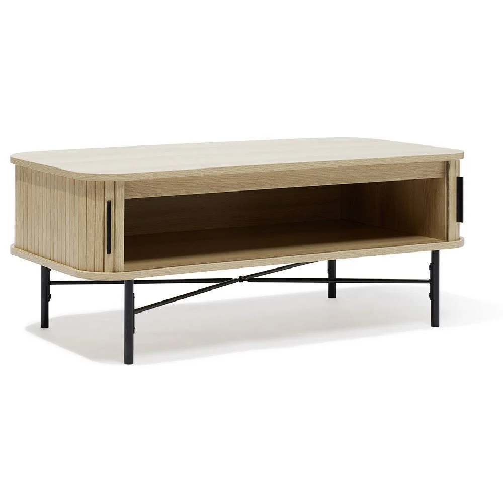 Table basse Grège bois naturel et noir - L100xH40xP50 cm
